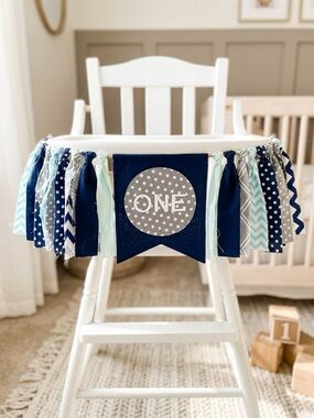 Boys 1st Birthday Fabric Highchair Banner Garland